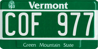 VT license plate COF977
