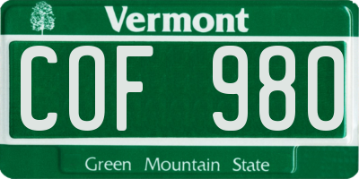 VT license plate COF980