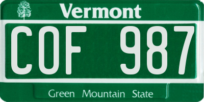 VT license plate COF987