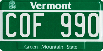 VT license plate COF990
