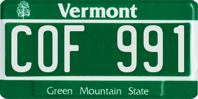 VT license plate COF991
