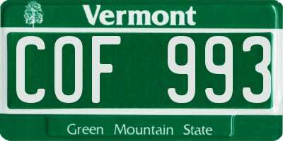 VT license plate COF993