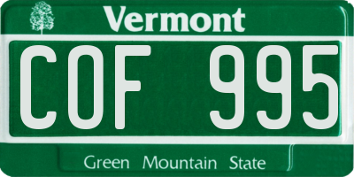 VT license plate COF995