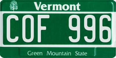 VT license plate COF996