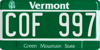 VT license plate COF997