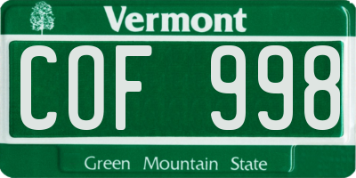 VT license plate COF998