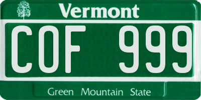 VT license plate COF999