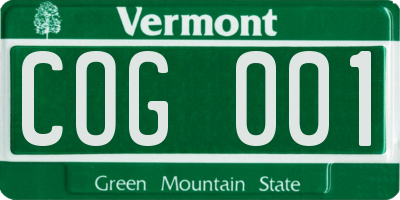 VT license plate COG001