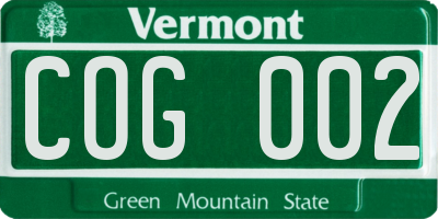 VT license plate COG002