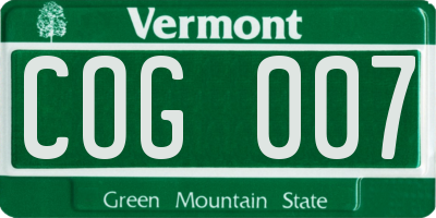 VT license plate COG007