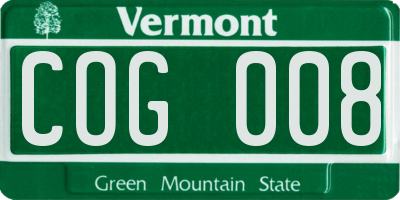 VT license plate COG008