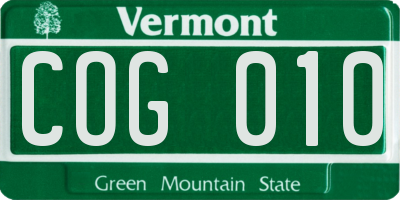 VT license plate COG010