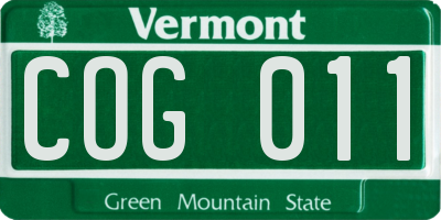 VT license plate COG011