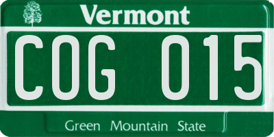 VT license plate COG015