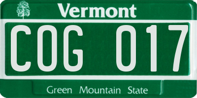 VT license plate COG017