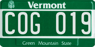 VT license plate COG019
