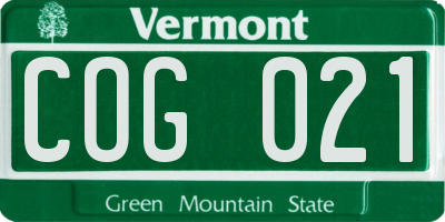 VT license plate COG021