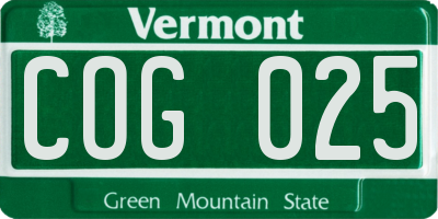 VT license plate COG025