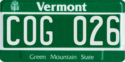 VT license plate COG026