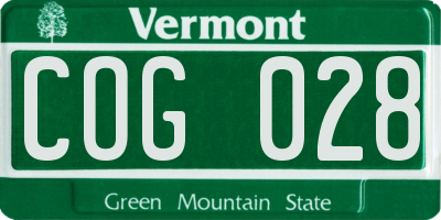 VT license plate COG028
