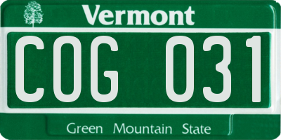 VT license plate COG031