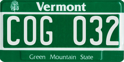 VT license plate COG032