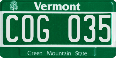 VT license plate COG035