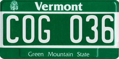 VT license plate COG036