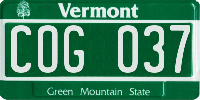 VT license plate COG037