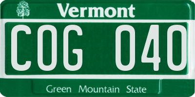 VT license plate COG040