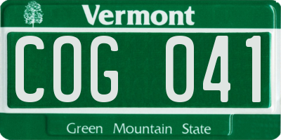 VT license plate COG041