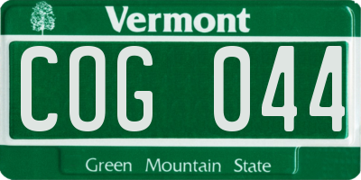 VT license plate COG044