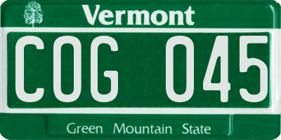 VT license plate COG045