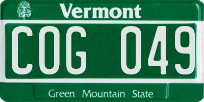 VT license plate COG049