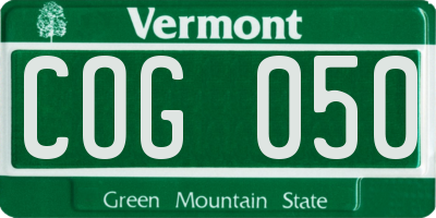 VT license plate COG050