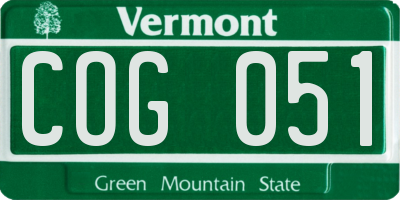VT license plate COG051