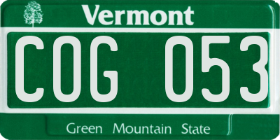 VT license plate COG053