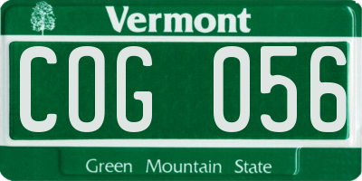 VT license plate COG056