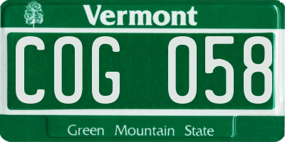 VT license plate COG058