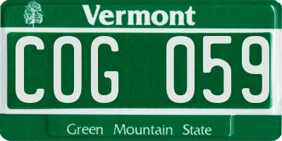 VT license plate COG059