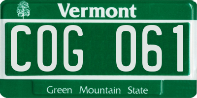 VT license plate COG061