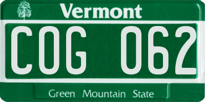 VT license plate COG062