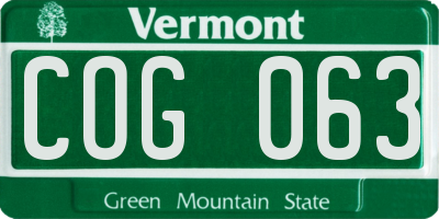 VT license plate COG063