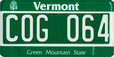 VT license plate COG064