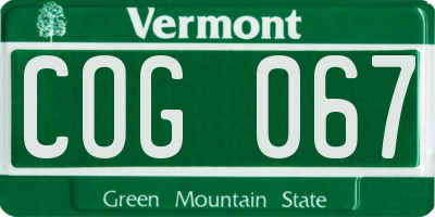 VT license plate COG067