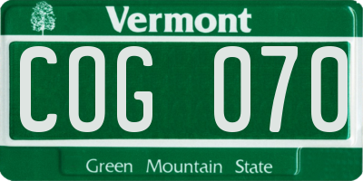 VT license plate COG070