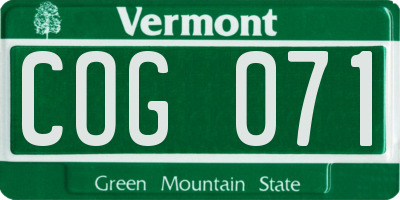 VT license plate COG071