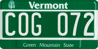 VT license plate COG072
