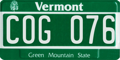 VT license plate COG076