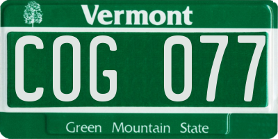 VT license plate COG077
